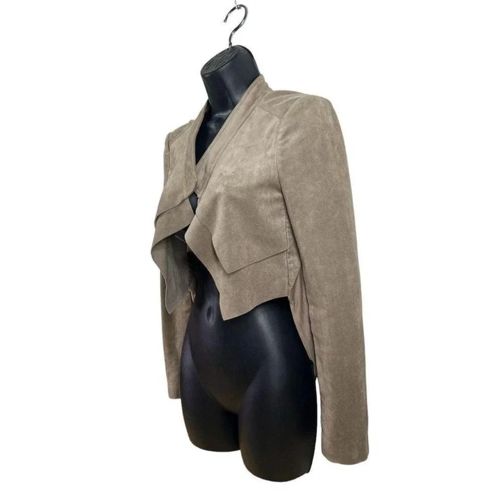 BCBG MAXAZRIA‎ Norton khaki hilo faux suede cropped jacket sz XS